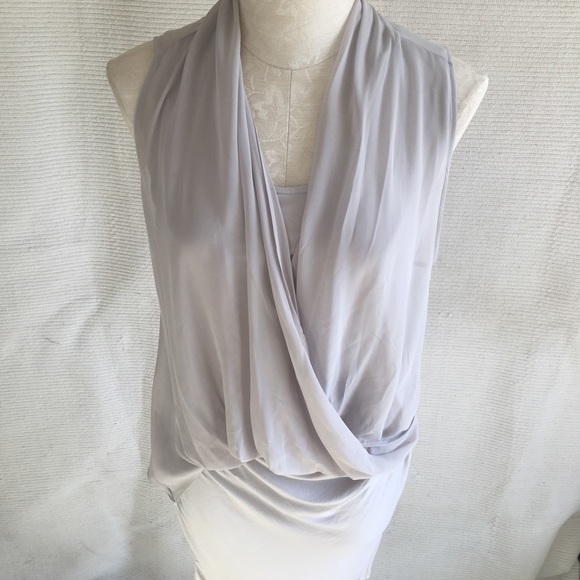 All Saints Faux Wrap Layered Sleeveless Dress Gray - Picture 5 of 8